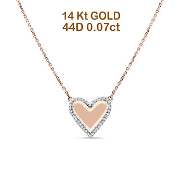 Heart Pendant Diamond Necklace 14K Rose Gold 0.07ct Wholesale